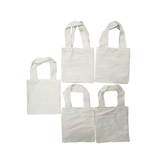 5-Pack Back to Basics Mini Canvas Tote Bag